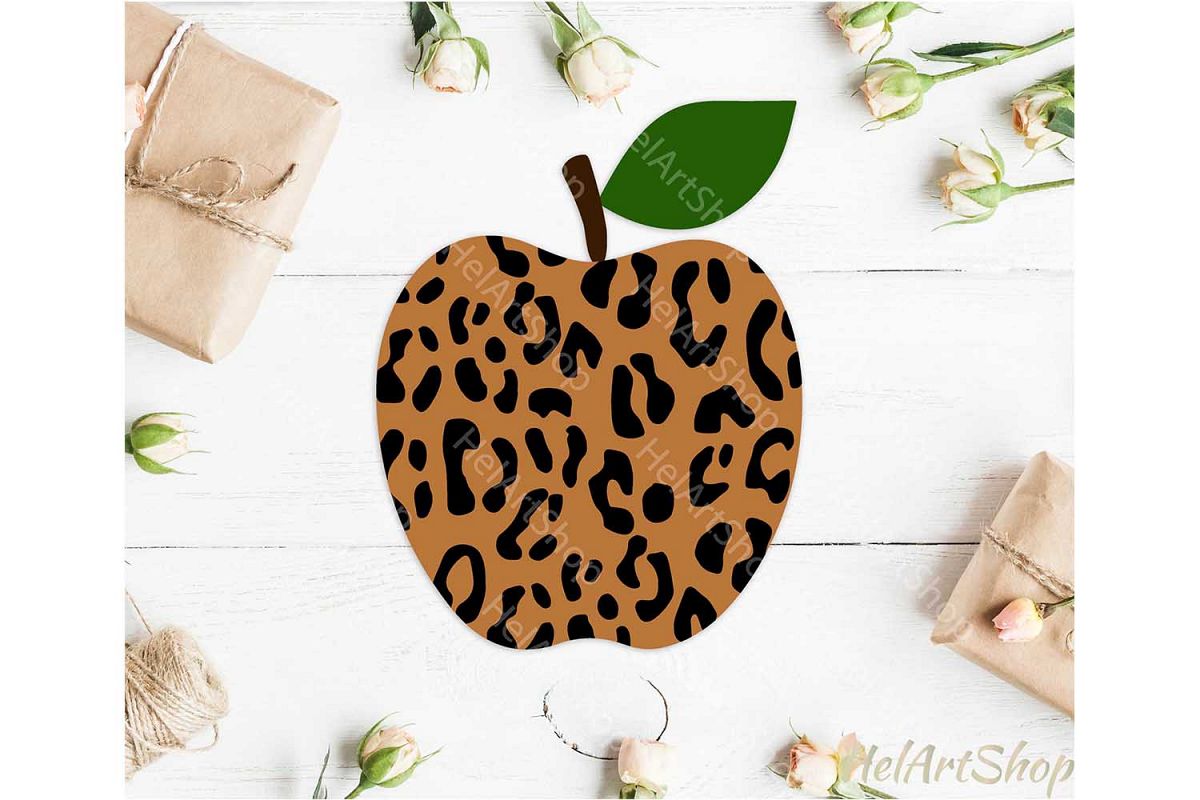 Leopard Print Apple svg, Teacher svg, Back To school svg example image 1