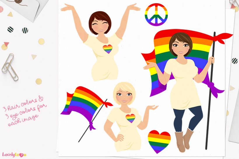Pride woman character clip art L471 Olivia example image 1