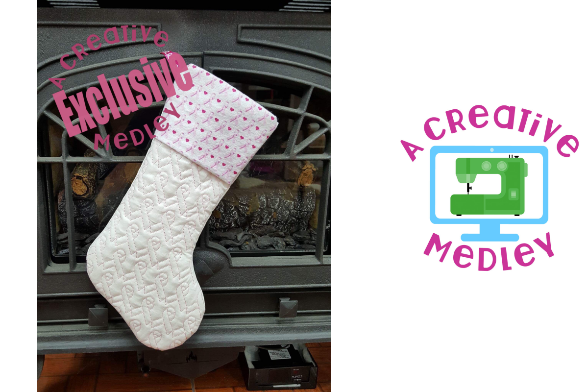 In the hoop Stocking with Cuff and Ribbon Motif example image 1