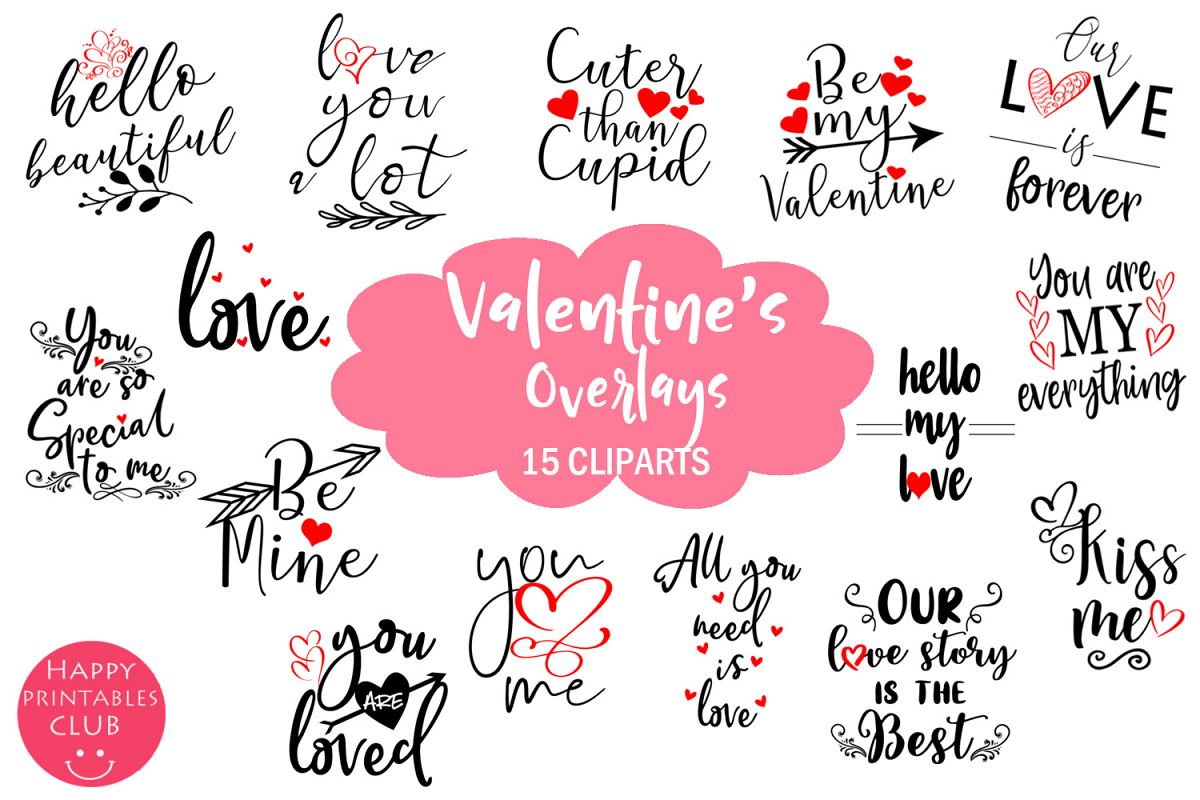 Cute Valentines Overlays-Valentines Day Overlay Collection example image 1