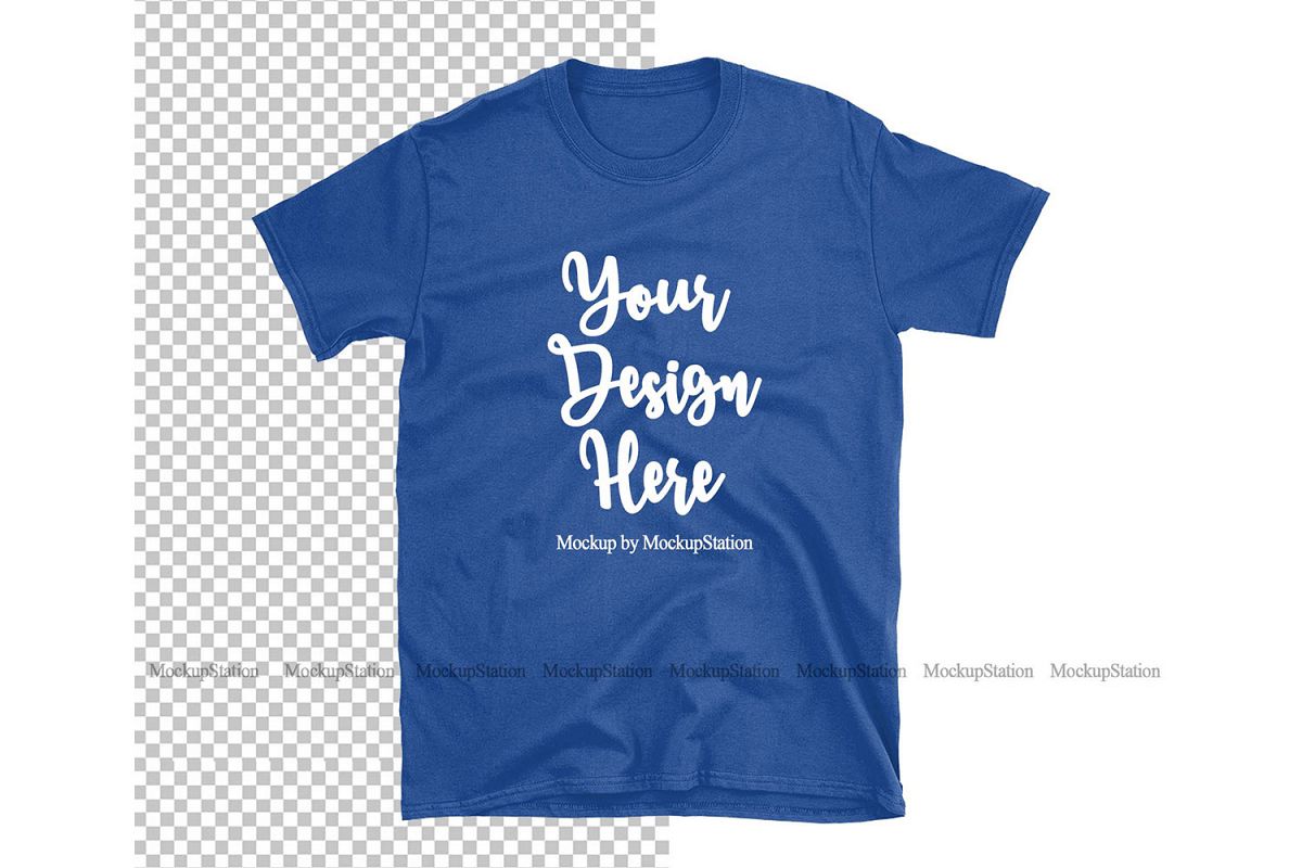 Download Royal Blue Gildan TShirt Mockup Transparent Background