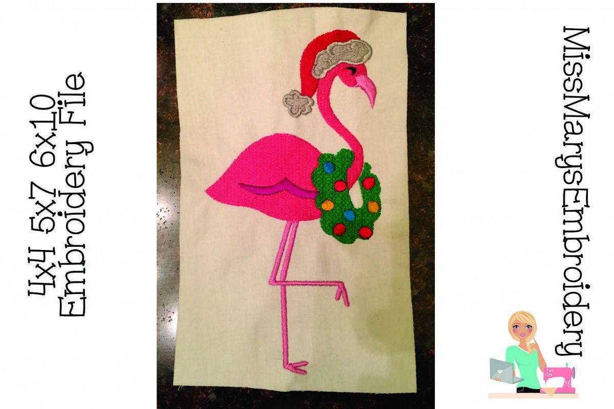 Christmas Flamingo Embroidery example image 1