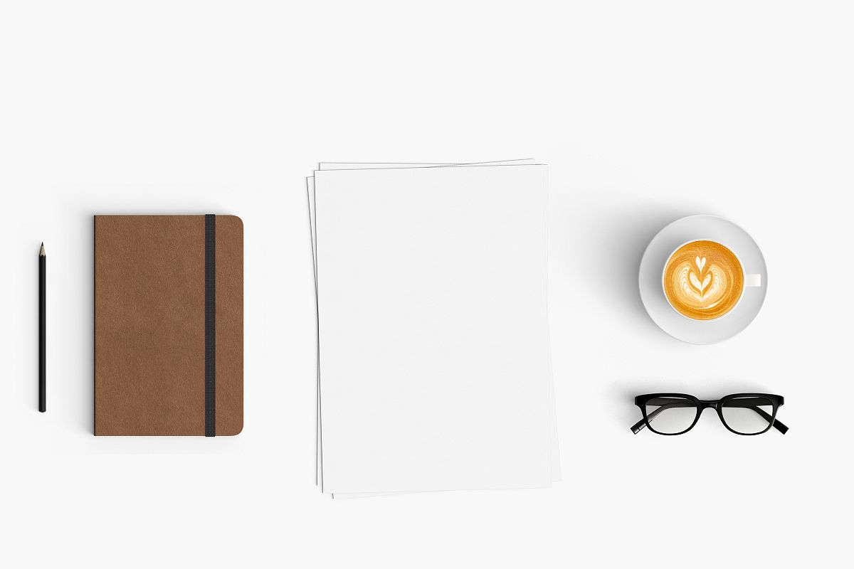 Modern workplace. Top view. Flat lay style. 12 example image 1