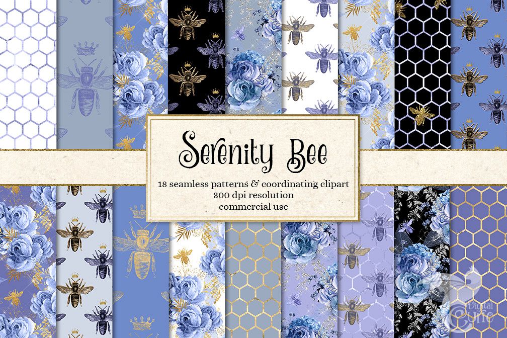 Serenity Bee Seamless Patterns example image 1