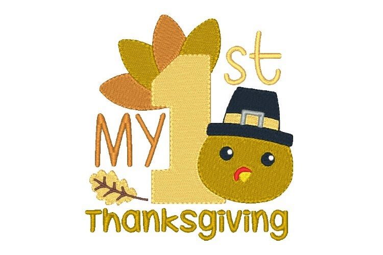 My First Thanksgiving Embroidery Design Baby Embroidery example image 1