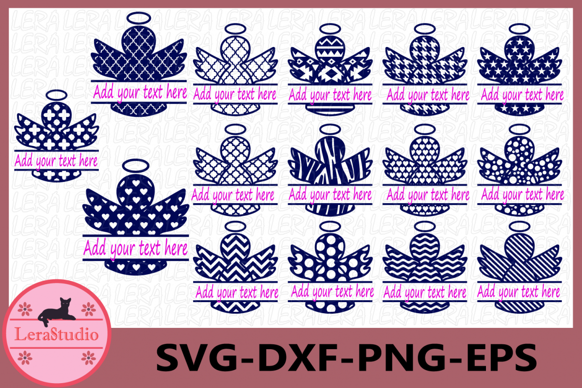 Christmas Angels Svg, Christmas Angel Split Monogram Frame example image 1