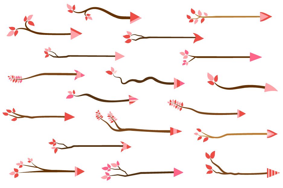 Cute love tree branch arrow clipart set example image 1