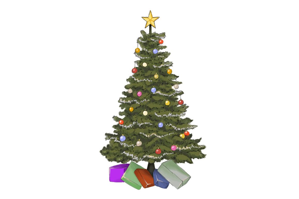 Christmas tree hand painting vector example image 1