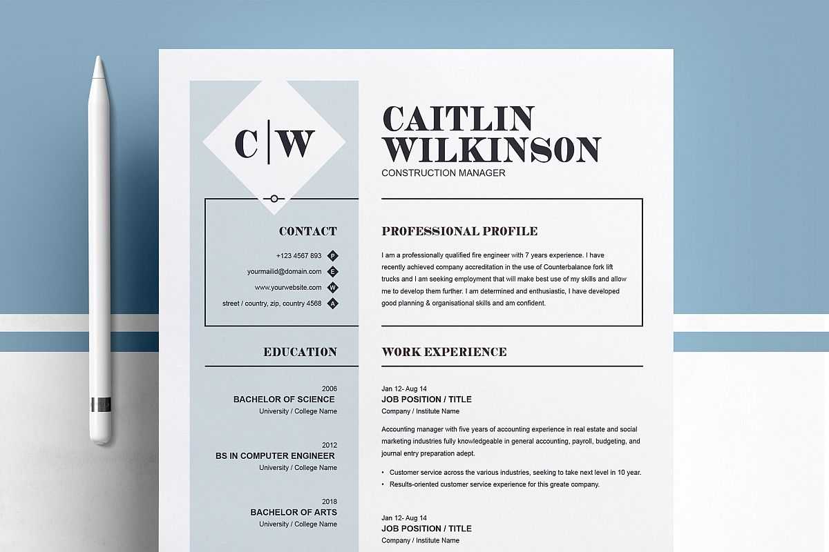Professional Resume Template | MS Word, PSD, EPS example image 1