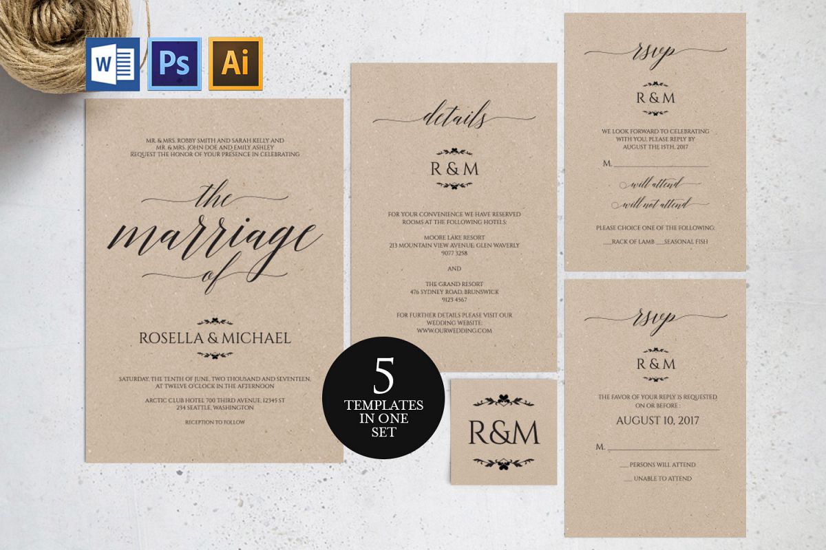 Wedding invitation set portrait, TOS_13 example image 1