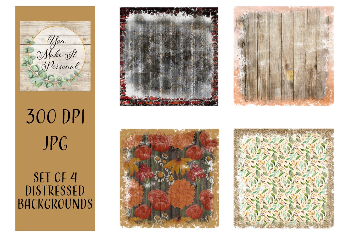 Set of 4, Distressed, Grunge Backgrounds. Great for Fall! example image 1