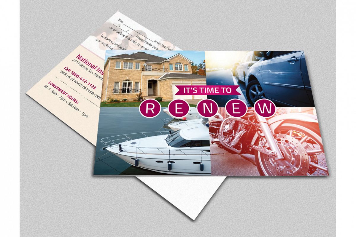 Insurance Renewal Postcard Template example image 1