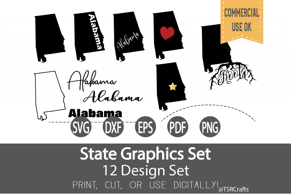 Alabama State Graphics Set - Clip Art and Digital Cut files example image 1