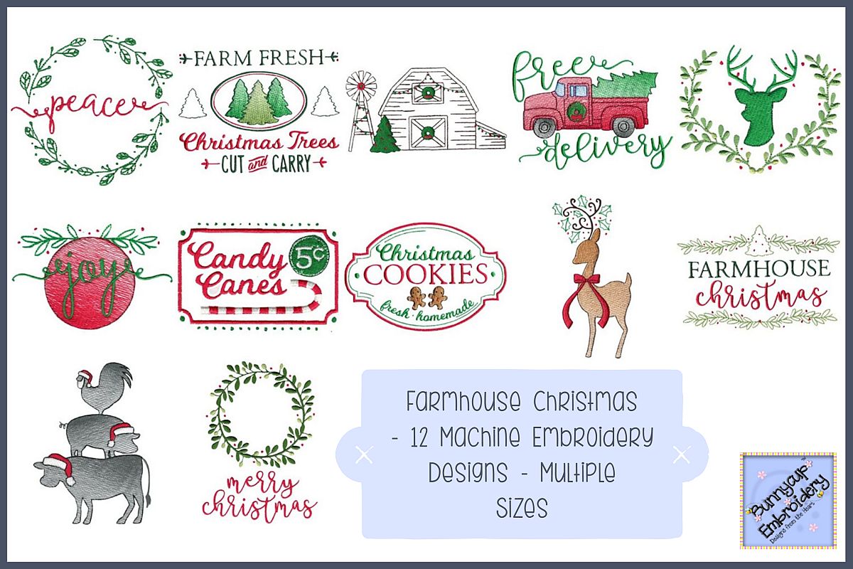 Farmhouse christmas  12 machine embroidery designs