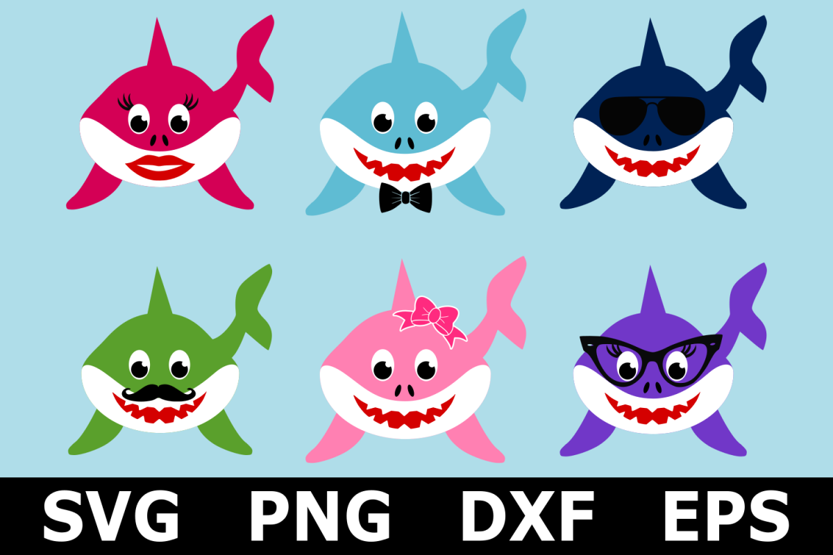 Shark Family Bundle - An Animal SVG Cut File (224952) | Cut Files