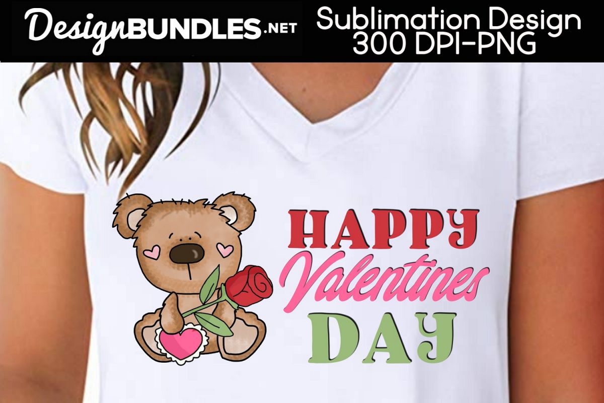 Valentine Bear-Valentines Day Sublimation Design example image 1