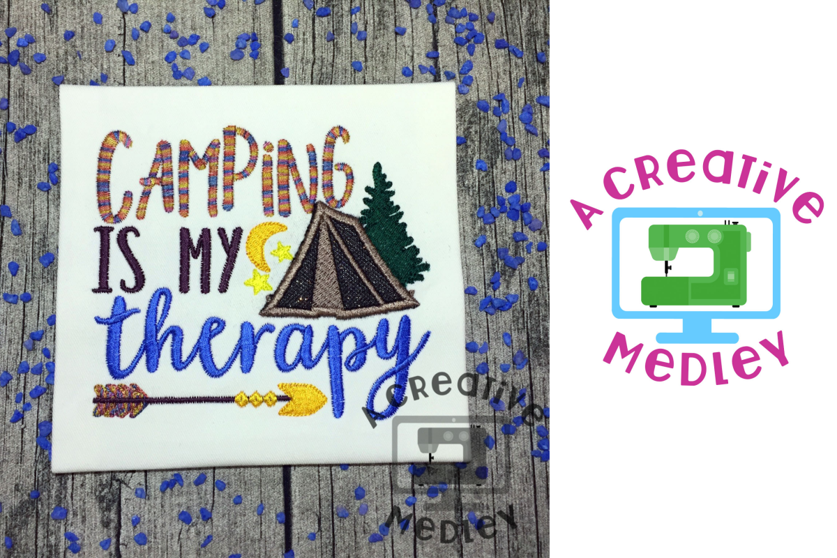 Camping is my Therapy Embroidery Design example image 1