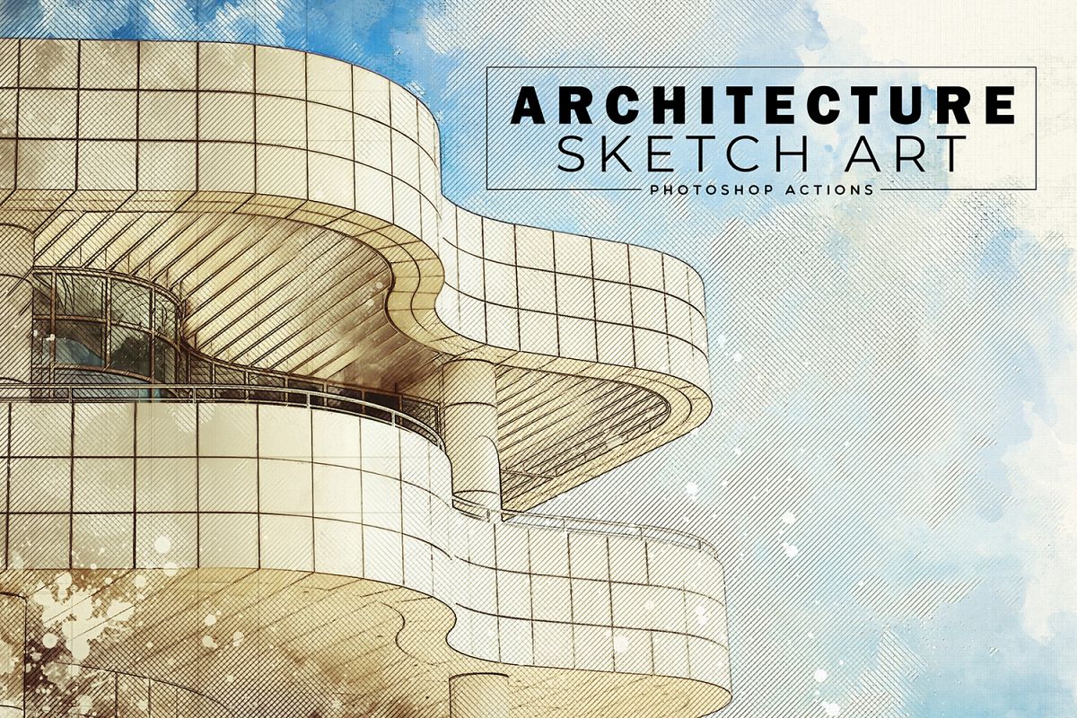 Architecture Sketch Art PS Actions example image 1