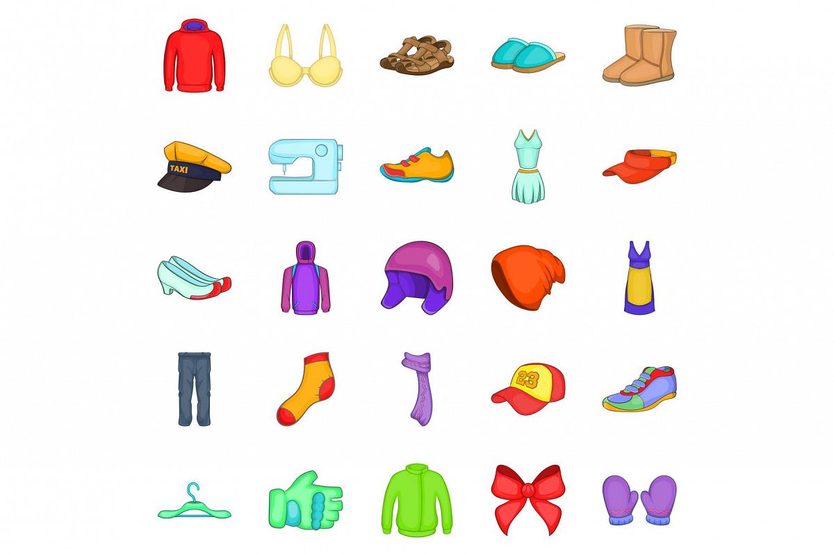 Clothing repair icons set, cartoon style example image 1