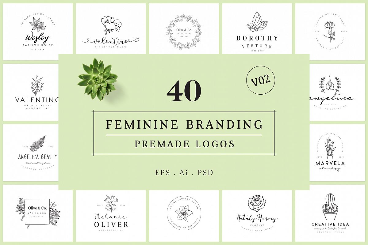 Feminine Branding Premade Logos V02 example image 1