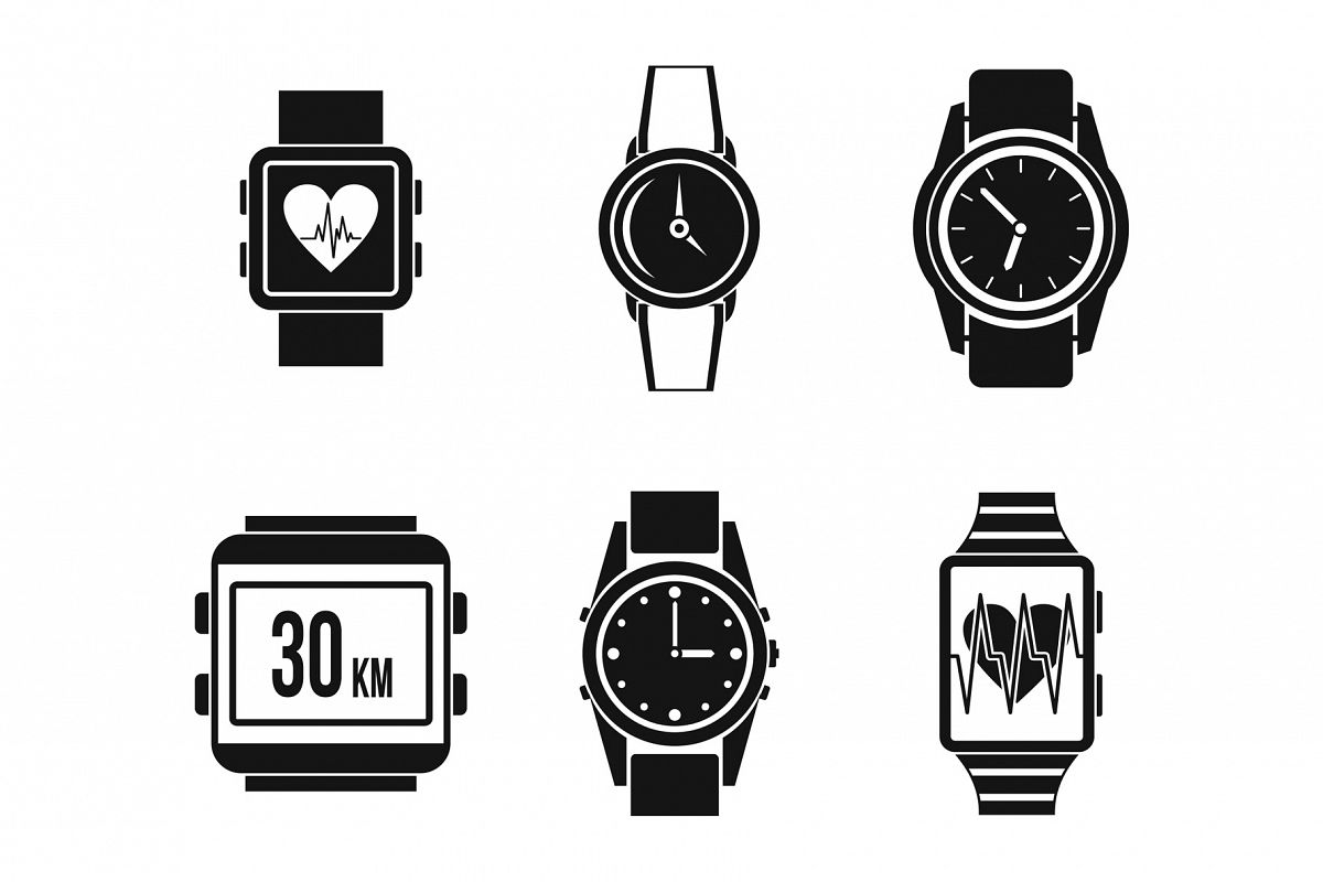 Smartwatch icon set, simple style example image 1