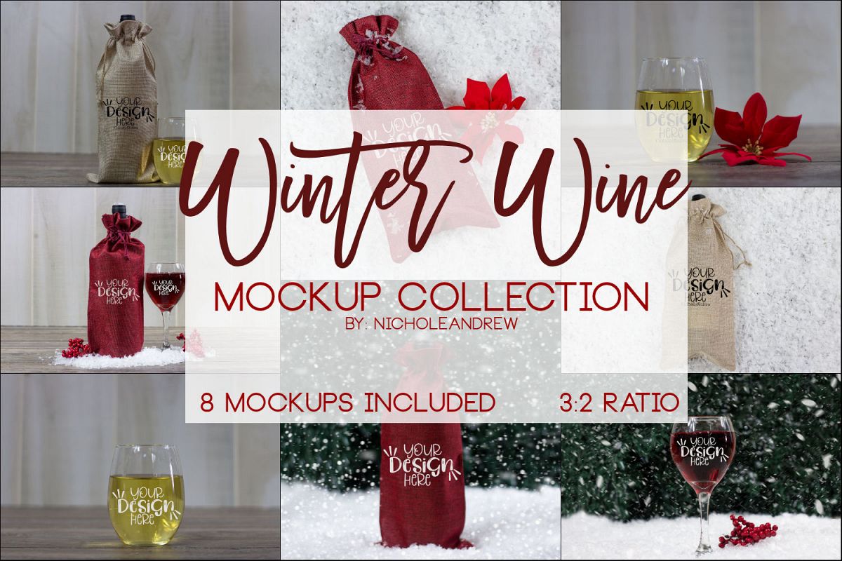 Winter Wine Mock Up Bundle example image 1