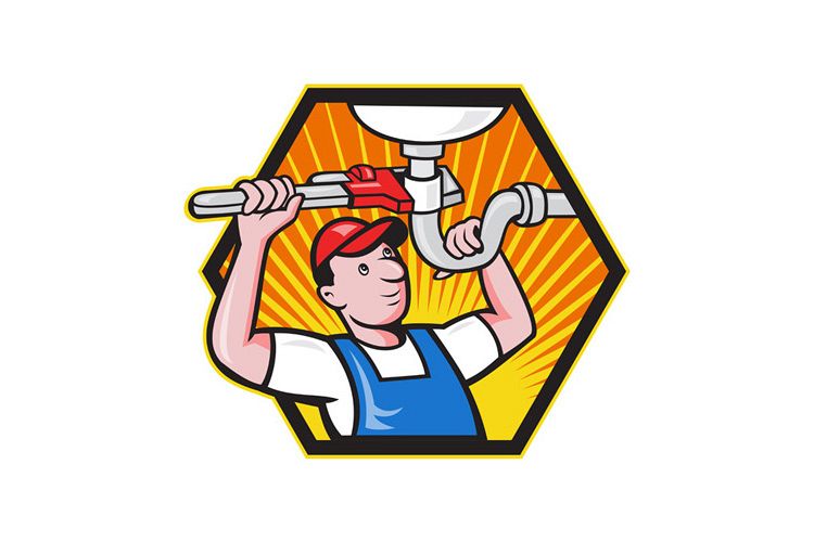 Plumber Worker With Adjustable Wrench example image 1