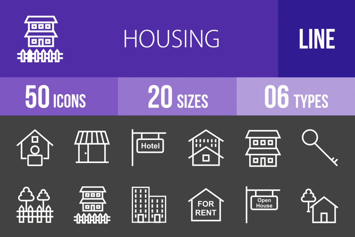50 Housing Line Inverted Icons example image 1