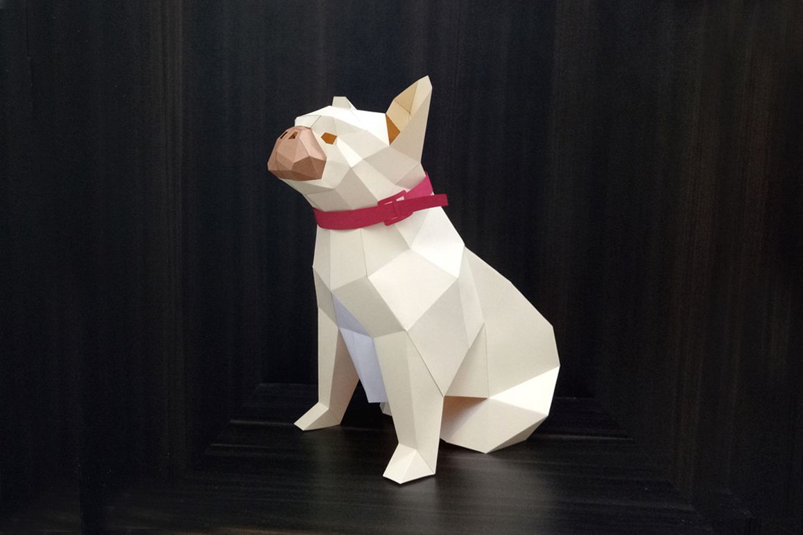 DIY French Bulldog - 3d papercraft (37496) | Printables | Design Bundles