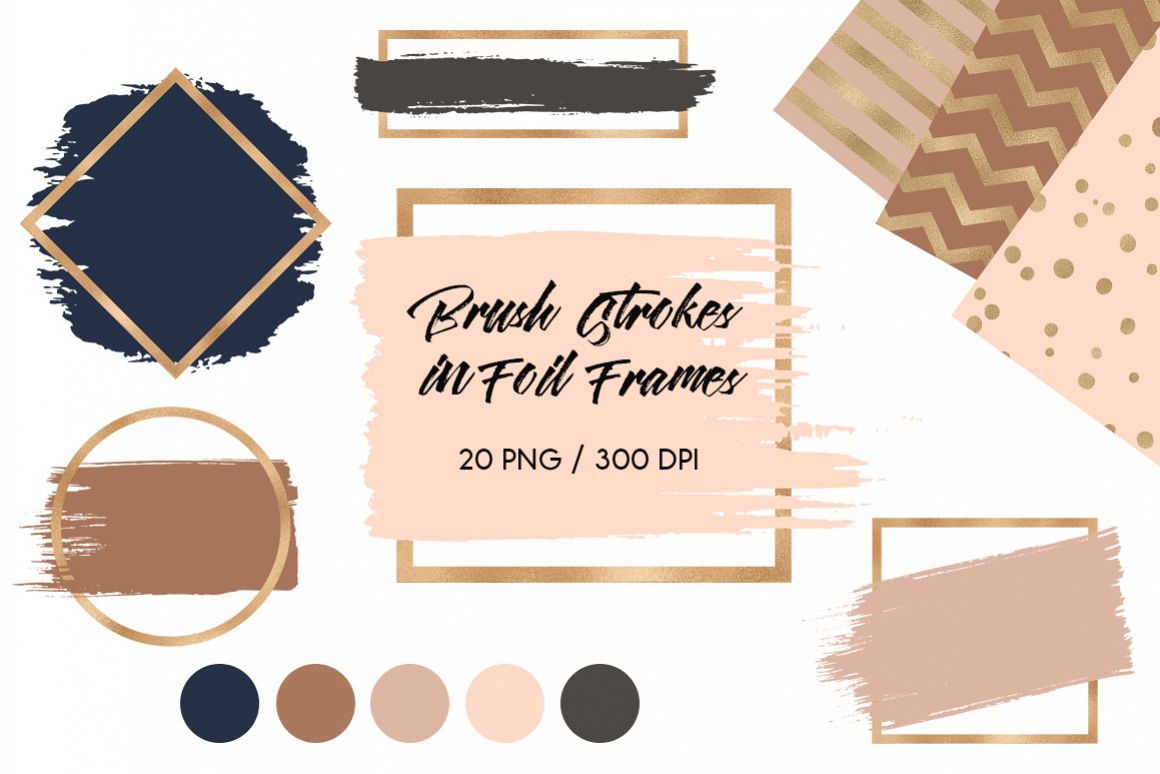 Brush Strokes & Brown Gold Frames II example image 1