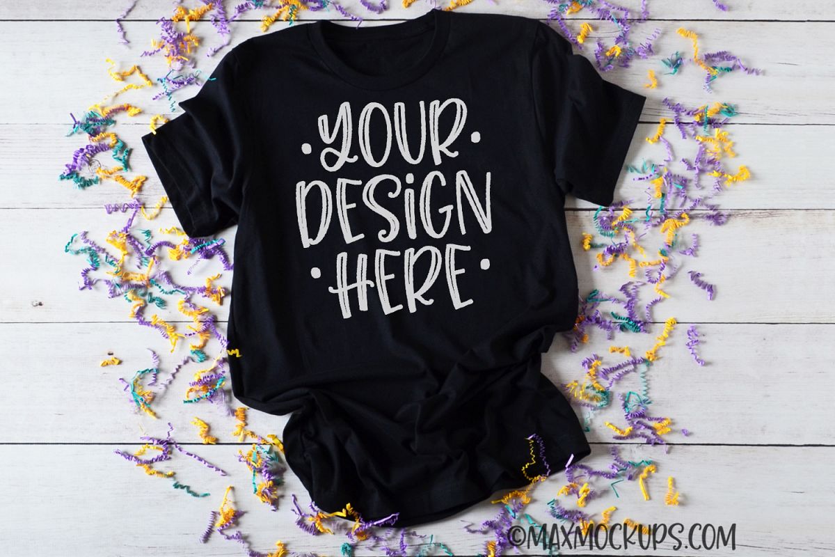 Black t-shirt mockup, Bella Canvas 3001 example image 1