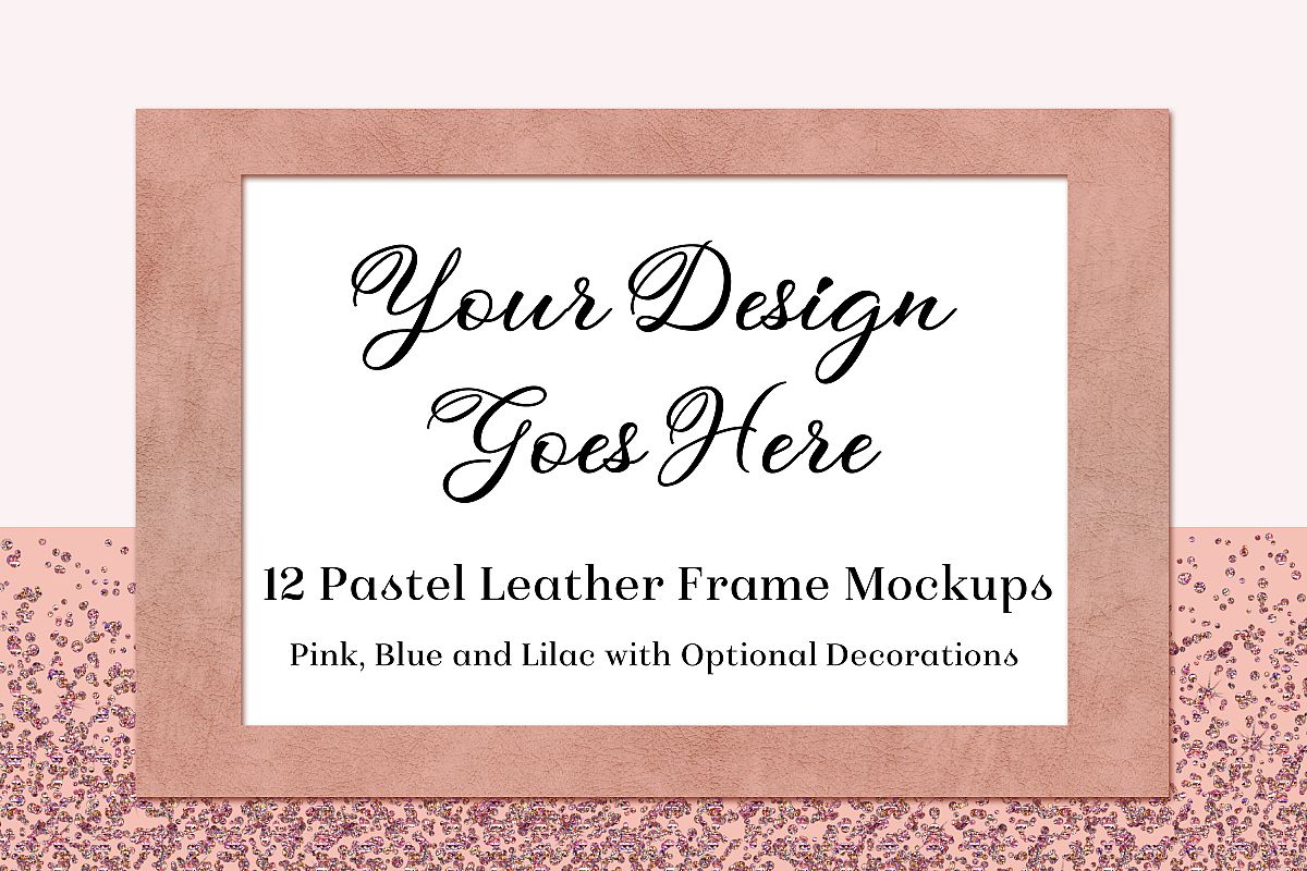 Pastel Leather Frame Mockups -Pink, Blue & Lilac - 12 PSDs example image 1