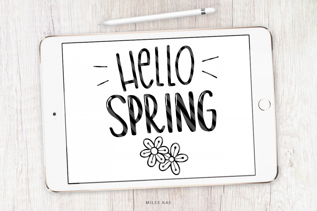 Hello Spring SVG, Cutting file, Decal example image 1