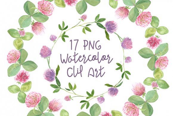 17 Watercolor Clover Clip Art example image 1