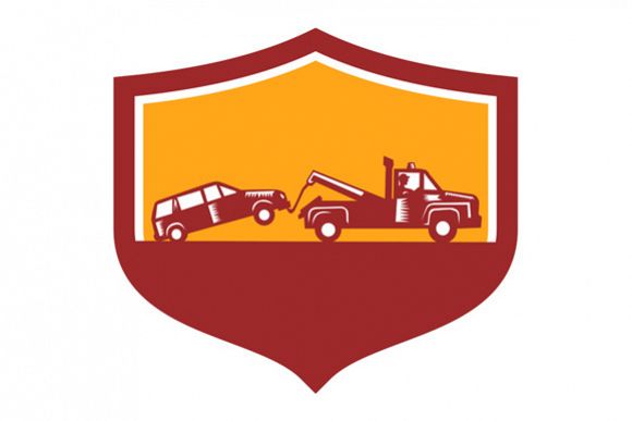 Tow Truck Towing Car Shield Retro example image 1