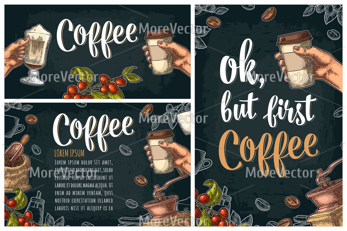 Template poster with coffee hand holding disposable cup example image 1