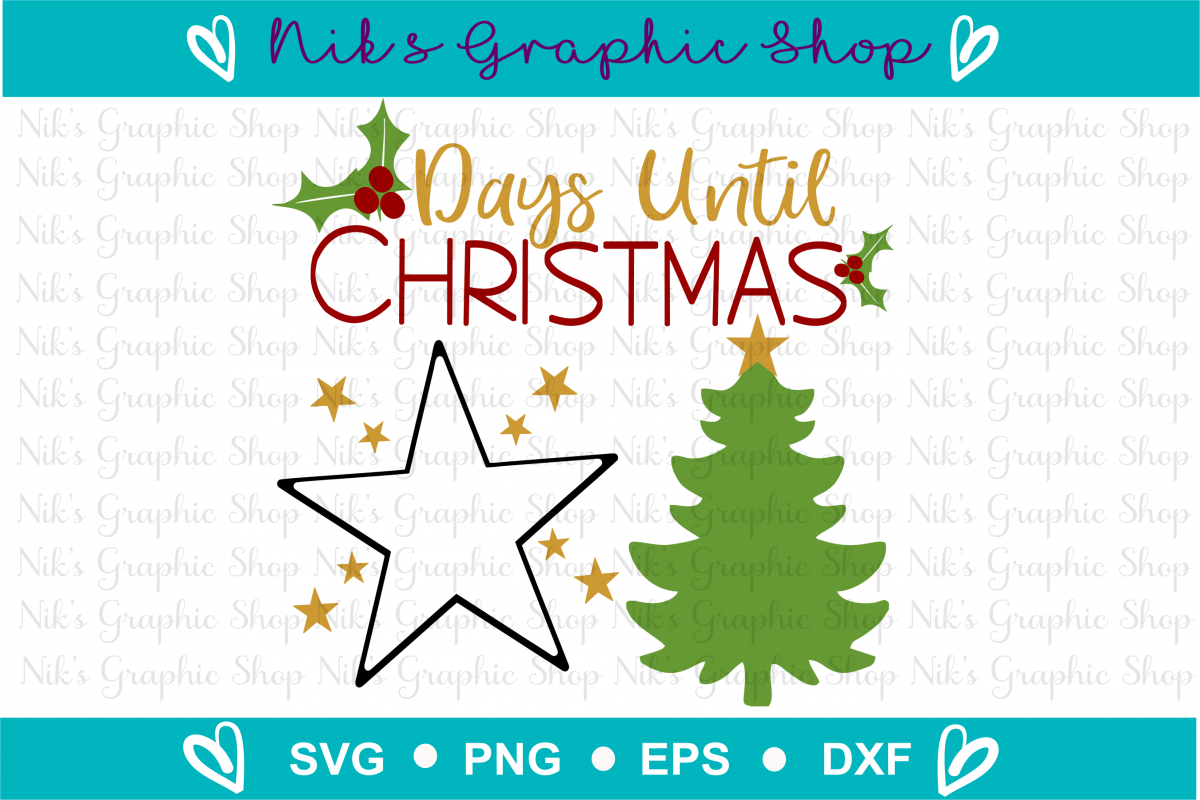 Countdown Svg, Christmas Svg, Santa Svg, Star Svg example image 1