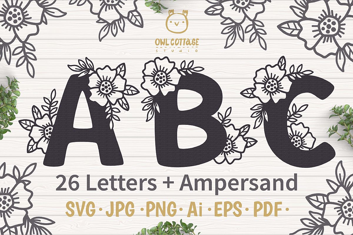 Download Floral alphabet svg, Floral Monogram letters Bundle, Wedding