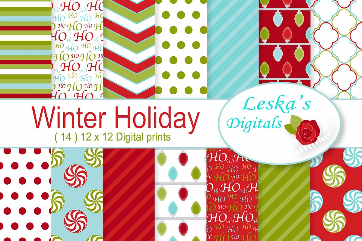 Winter Holiday Digital Paper example image 1