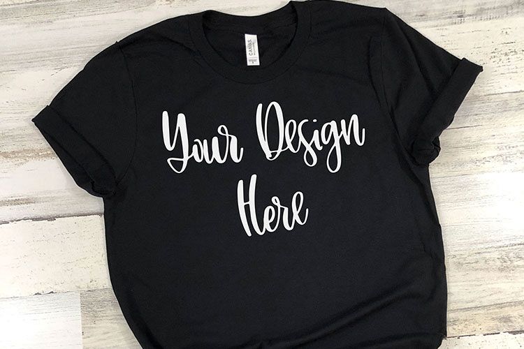 Bella 3001 Black Shirt Mockup Photo - Flatlay Photo example image 1