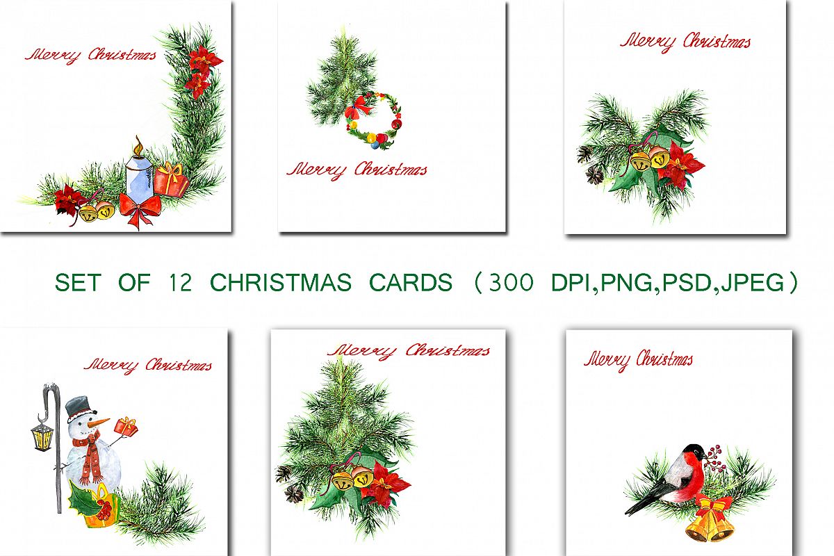 Set of greeting Christmas cards example image 1