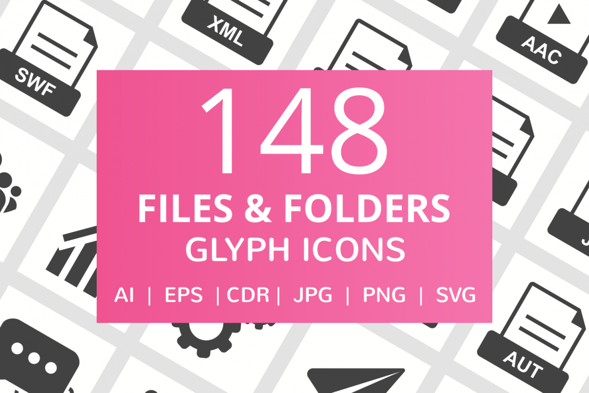 148 Files & Folders Glyph Icons example image 1
