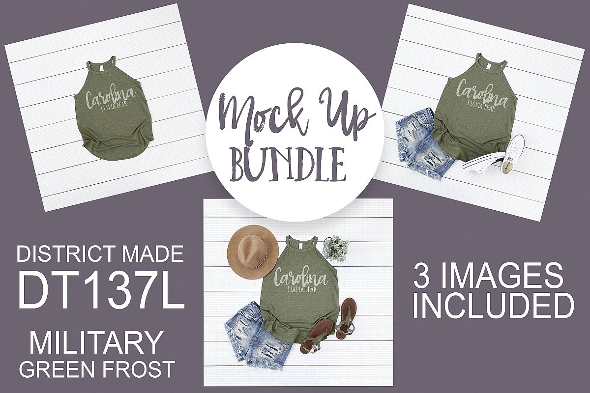 DistrictMade DT137L Military Green Rocker Tank Mockup Bundle example image 1