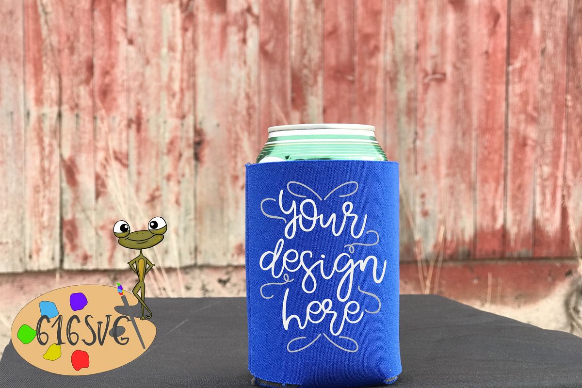 Royal Blue Can Cooler Mockup example image 1
