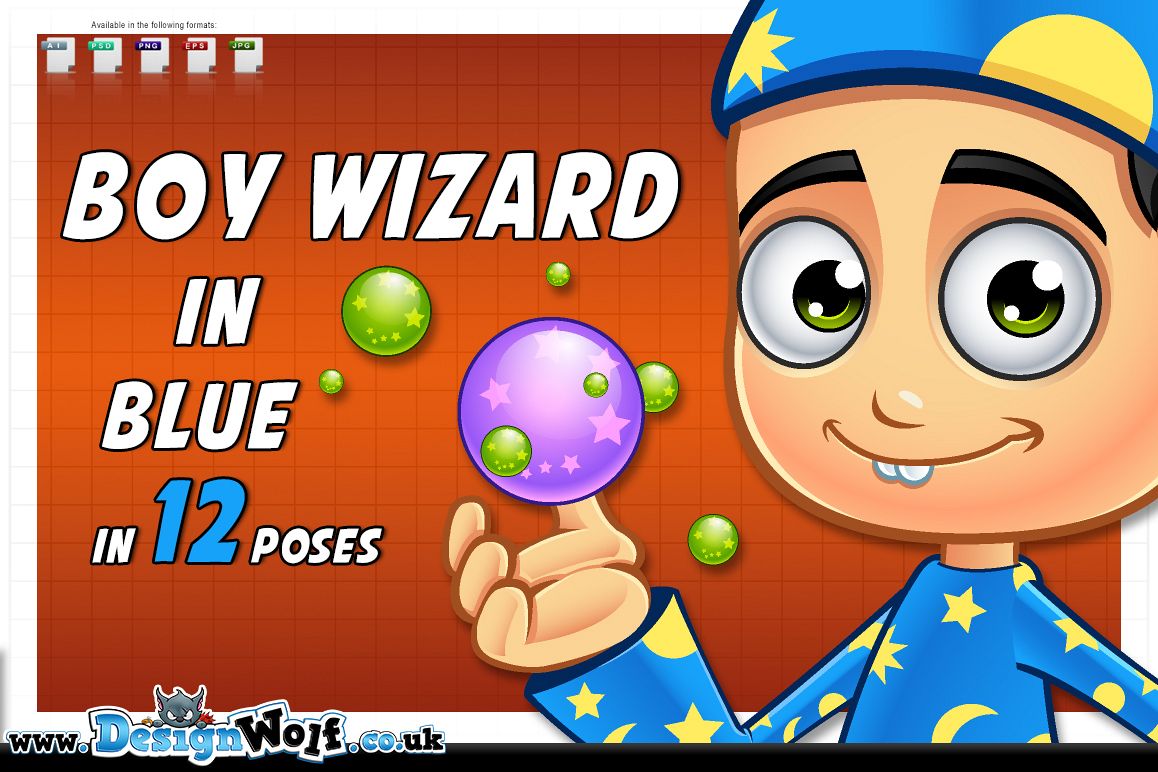 Boy Wizard In Blue - In 12 Poses example image 1