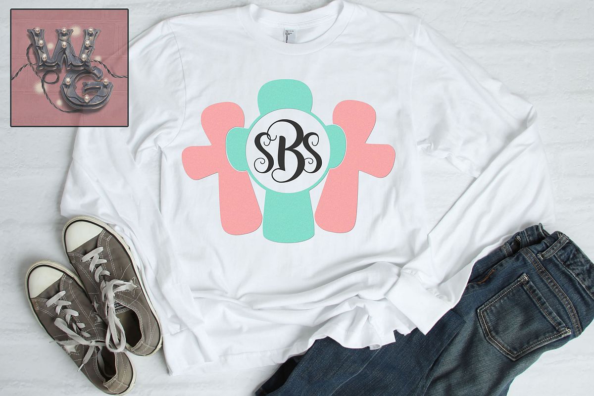 Three Crosses For Monograms SVG DXF PNG EPS Comm example image 1