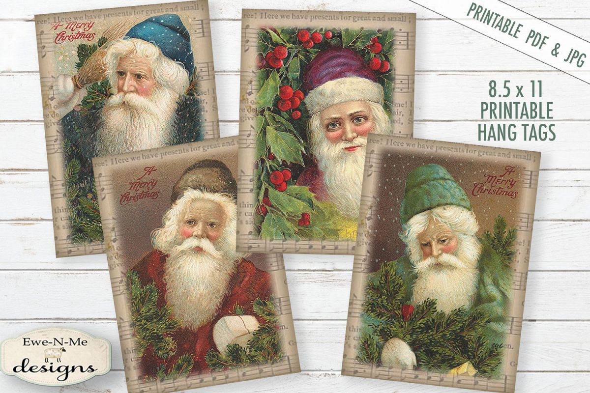 Printable Xmas Tags - Sheet New music Santa - PDF and JPG image about Printable Christmas Sheet Music known as Printable Xmas Tags - Sheet Tunes Santa - PDF and JPG