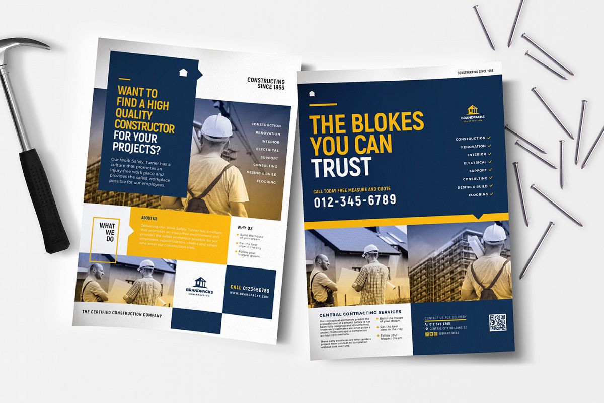 A4 Construction Company Advertisement Templates example image 1