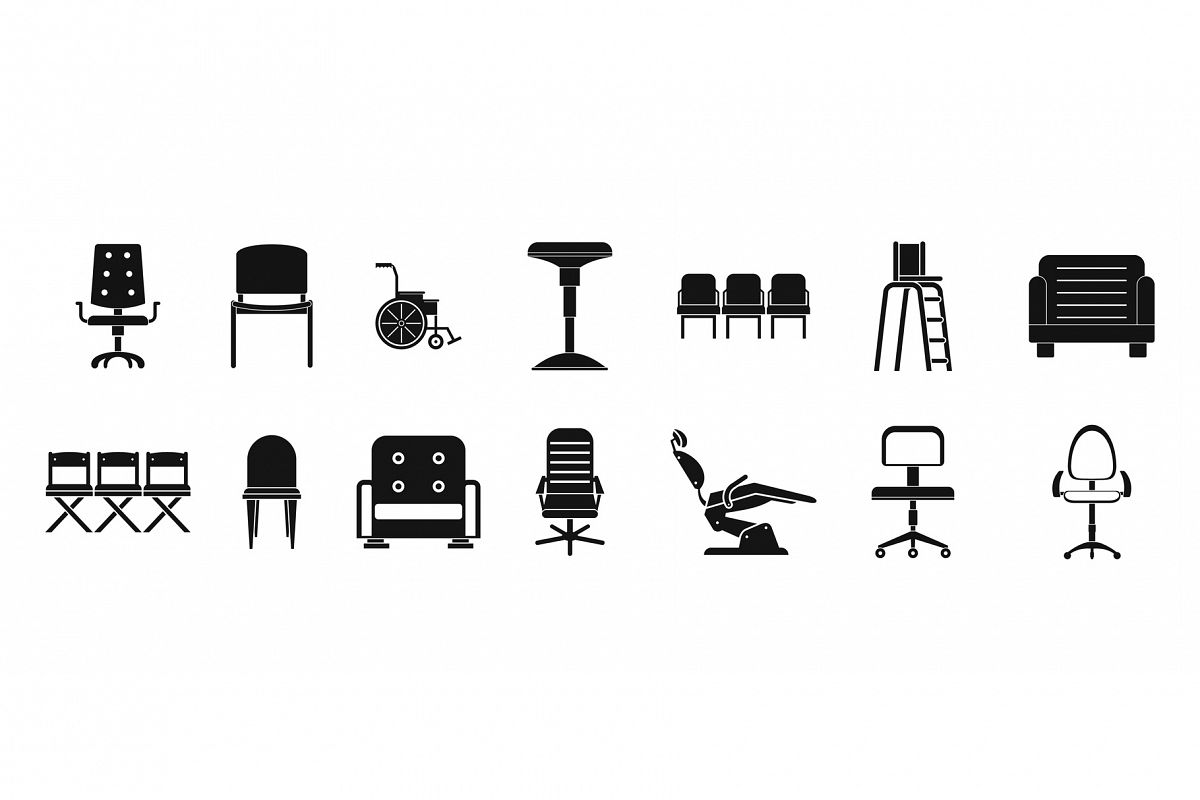 Chair icon set, simple style example image 1