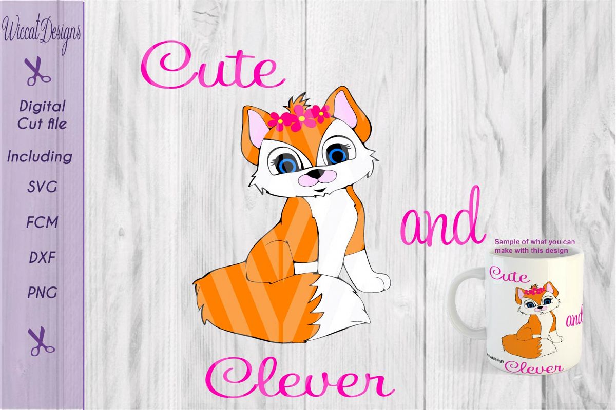 Fox girl svg, Cute clever svg, Woodland svg, animals cut file example image 1